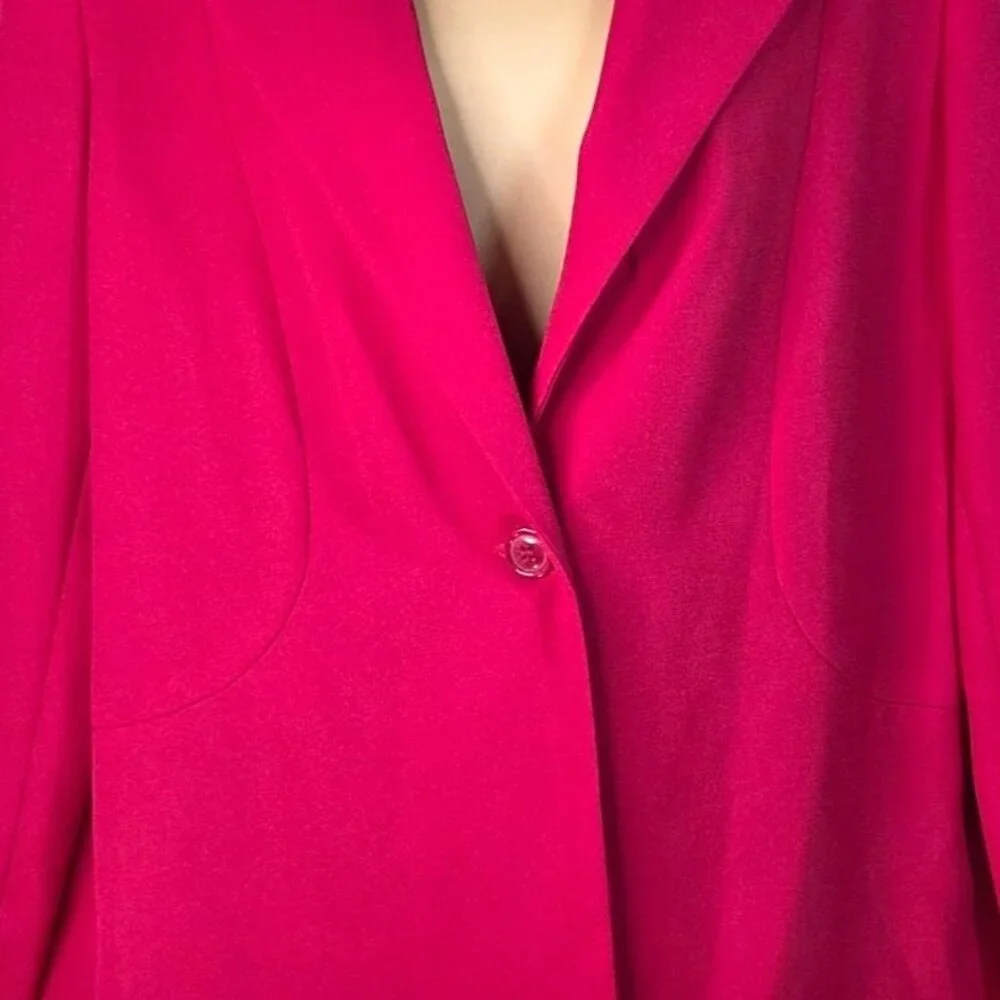 Vintage Karen Scott Womens Hot Pink Single-Button Blazer Size 14 Lined 80's - Picture 5 of 7